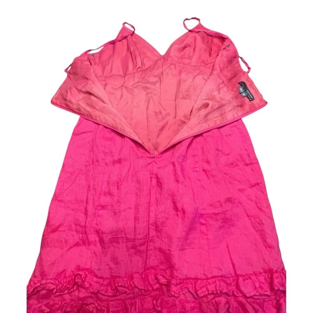 Muse Boston‎ Proper Linen Pink Spaghetti Strap Mini Dress Size 10 Ruffle Cruise